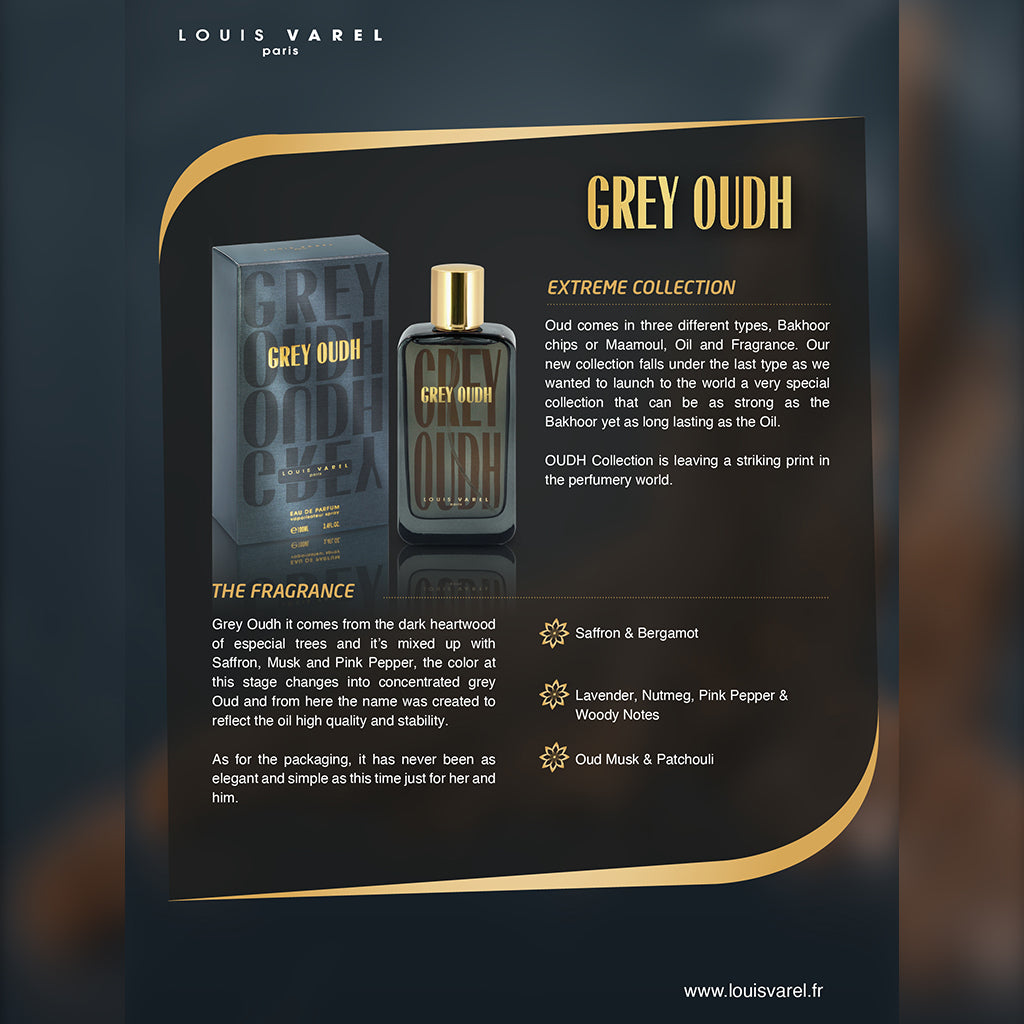 Parfum Louis Varel Grey Oudh, apa de parfum 100 ml, unisex