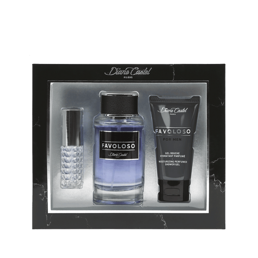 Set cadou 3 produse Favoloso, apă de parfum + gel de dus + mini parfum