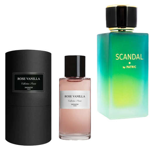 Pachet 2 parfumuri, Scandal by Patric 100 ml si Rose Vanilla by Infinitif Paris 50 ml